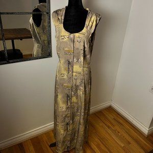 Vintage maxi dress with an abstract pattern